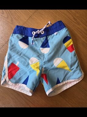 Mini Boden Boys 2-3 Year Light Blue Ice Cream Swim Shorts